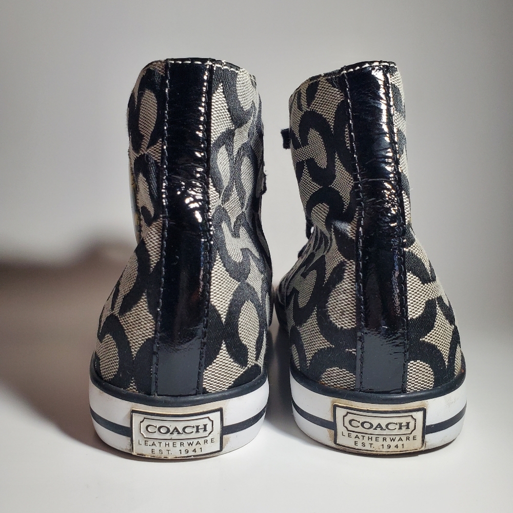 COACH Cardinal High Tops Lace Up Sneakers Black & Grey Women's Size 8.5 EUC - Picture 8 of 14